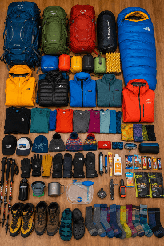 Ropa y equipamiento para un trekking en Nepal preparados para el Himalaya